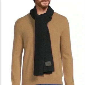 NWT Vince Cashmere Blend Shaker Stitch Rib Knit Scarf Blue